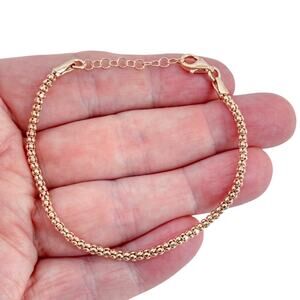 Vintage Rose Gold-Tone Sterling Silver 925 Popcorn Bracelet 7"-8"